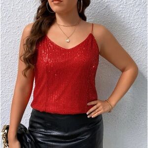 Red sequin tank top